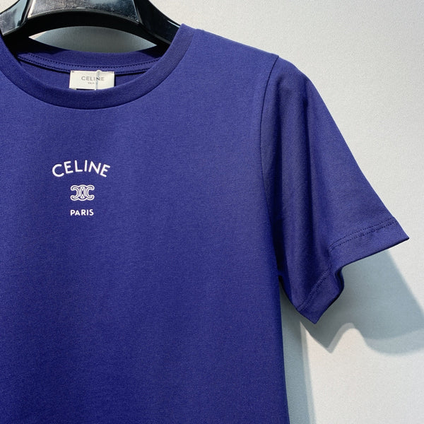 Celine 26SS Blue Short-Sleeve T-Shirt in Cotton 101586