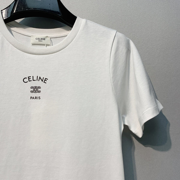 Celine 26SS White Short-Sleeve T-Shirt in Cotton 101585