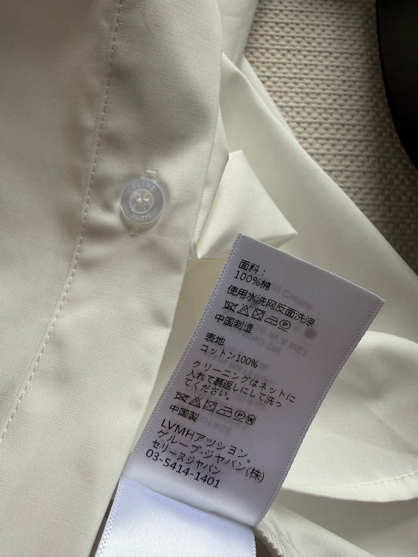 Celine 26SS Long-Sleeve Shirt with Embroidered Logo White in Cotton 943325