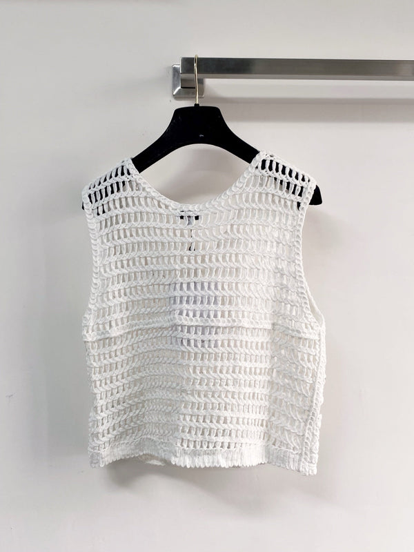Chanel Two-Tone Vest White in Cotton 125490