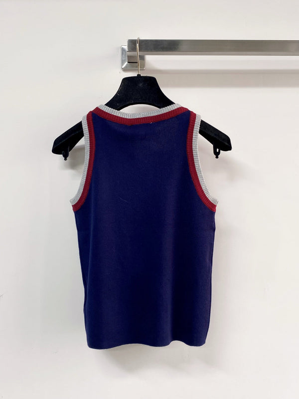 Chanel Two-Tone Vest Navy Blue in Wool 125483
