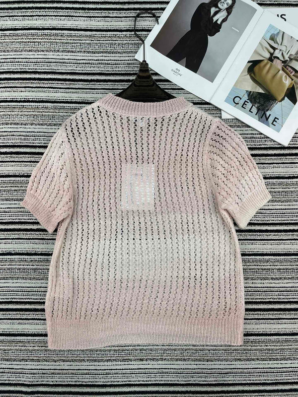 Chanel Knit Short-sleeve Pink in Wool 133523
