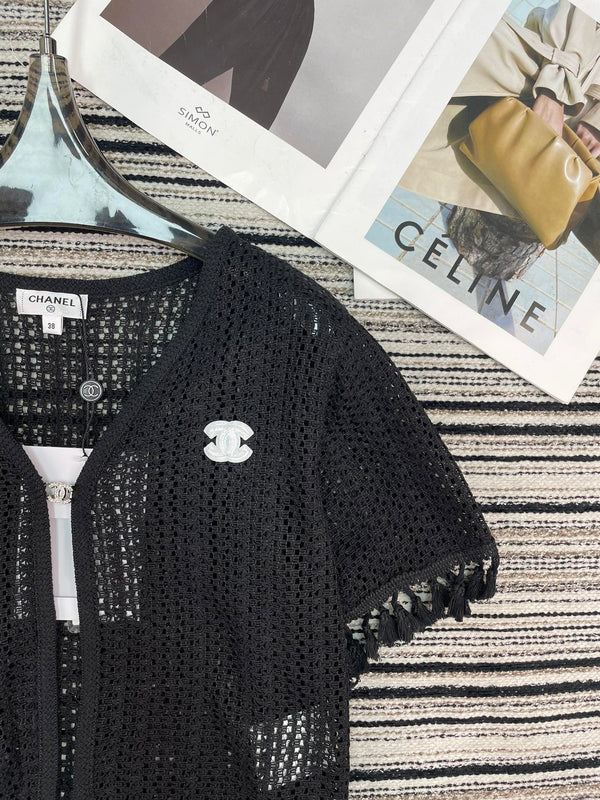 Chanel Knit Short-sleeve Top Black in Cotton 133517