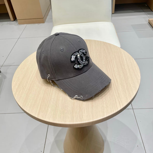Chanel Baseball Cap with Chain Gray in Cloth 192199