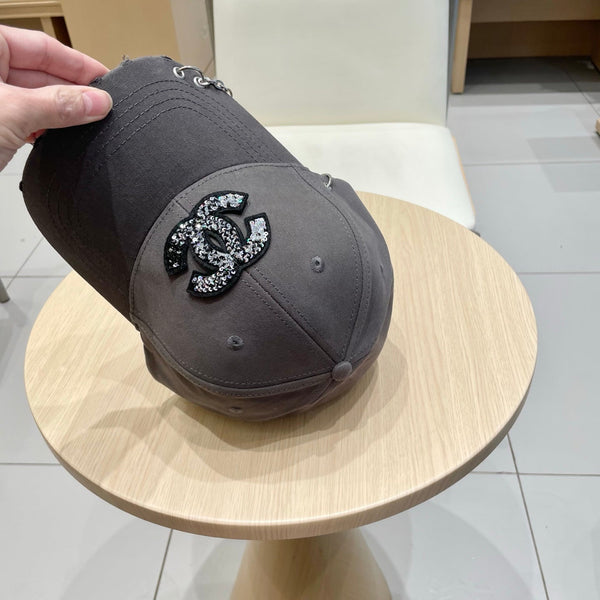 Chanel Baseball Cap with Chain Gray in Cloth 192199