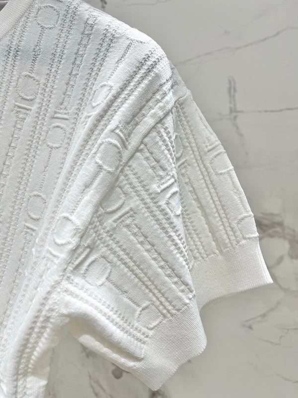 Hermes Print Knit Short-Sleeve T-Shirt White in Silk Hyperbolic 122649