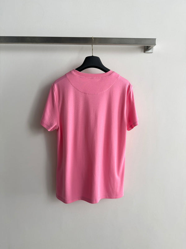 Hermes 26 Short-sleeved Printed T-shirt Pink in Cotton 888726