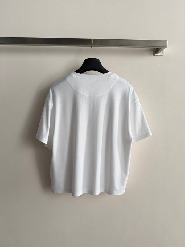 Hermes 26 Ribbon Badge Print Short-Sleeve T-Shirt White in Cotton 888720