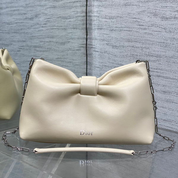 Dior 26 Bow Chain Bag in Ivory Lambskin