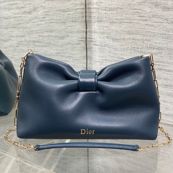 Dior 26 Bow Chain Bag in Navy Blue Lambskin
