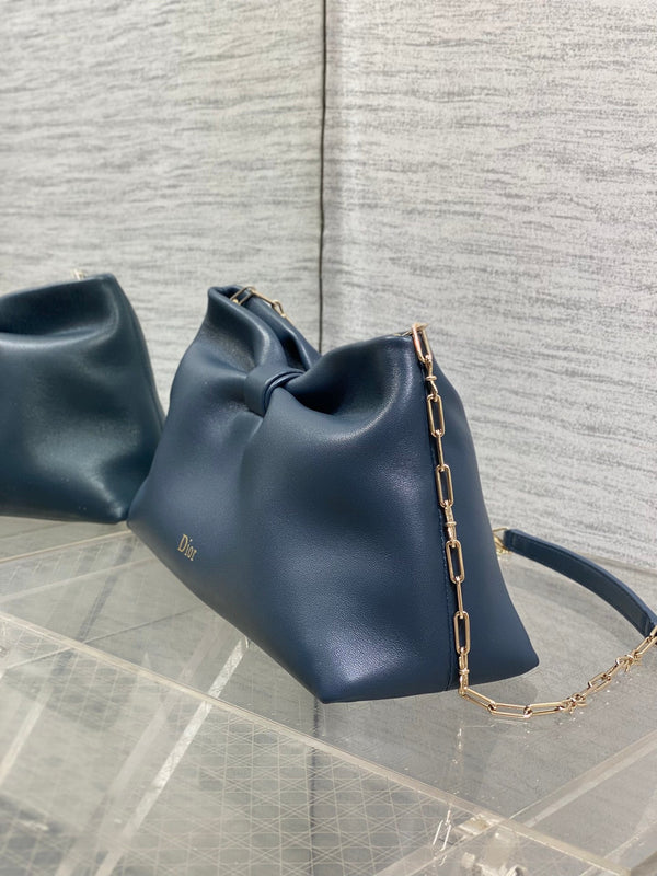 Dior 26 Bow Chain Bag in Navy Blue Lambskin