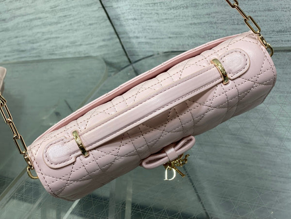 Dior 26 Bow Pearl Chain Clutch Pink Lambskin GHW