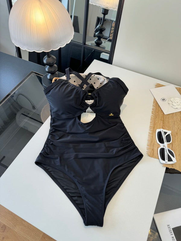 Celine One-piece Bikini Swimsuit Black in Cotton blend 203017