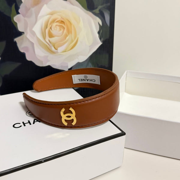 Chanel Headband Brown in Microfiber Leather 201919