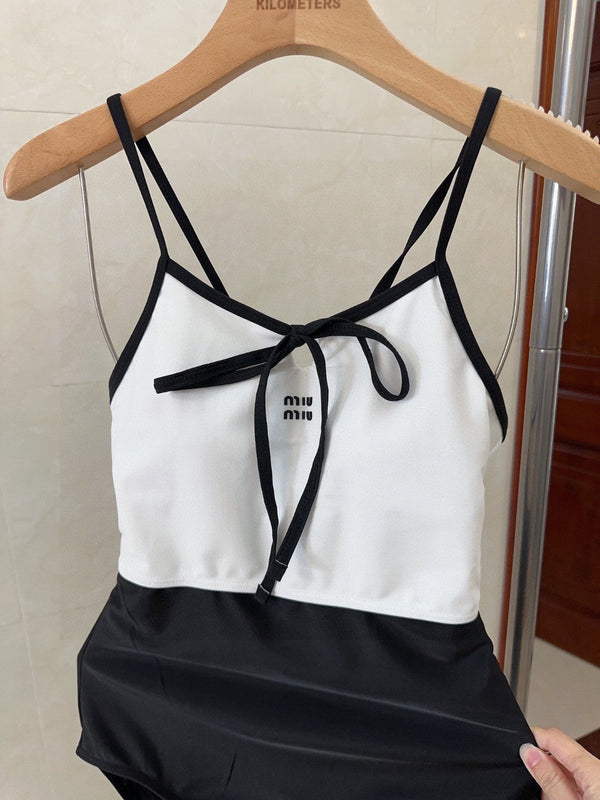 Miumiu Swimsuit White Black in Cotton polyester 204670