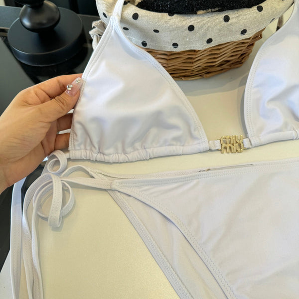 Miumiu Two-piece Bikini Swimsuit White in Cotton polyester 204643