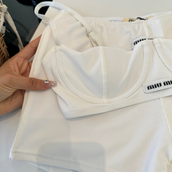 Miumiu Two-piece Bikini Swimsuit White in Cotton polyester 204639