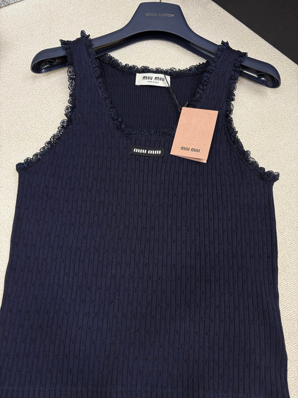 Miu Miu 26 Crew Neck Vest Black in Knitting 191317
