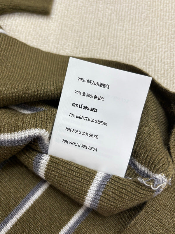Miu Miu 26 Short-Sleeve Collared T-Shirt Olive Green in Wool 191273