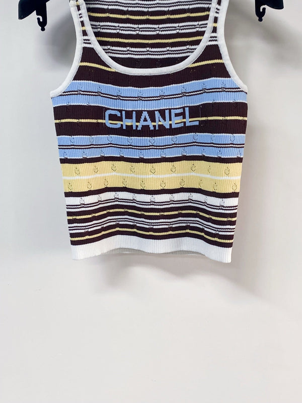 Chanel Two-Tone Vest Black Colorful in Wool 194362