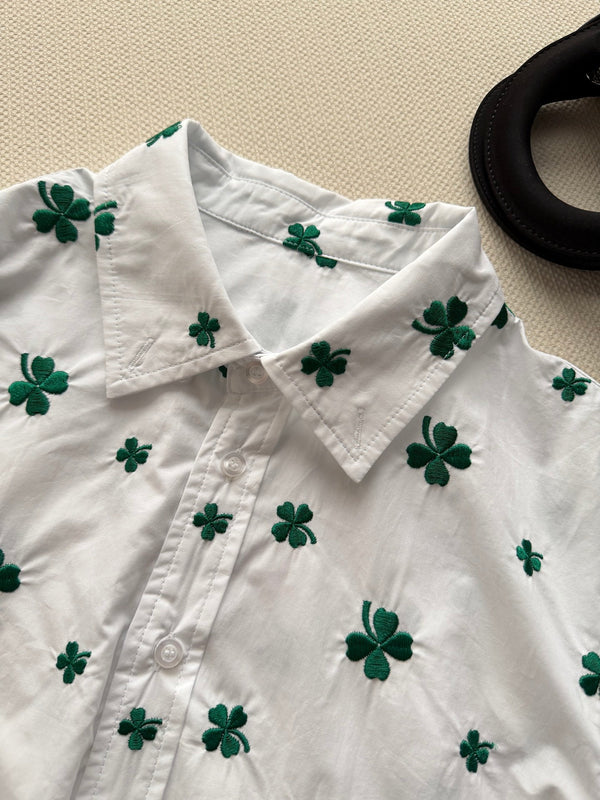 Dior 26SS a Four-leaf Clover Print Shirt White in Cotton 198140