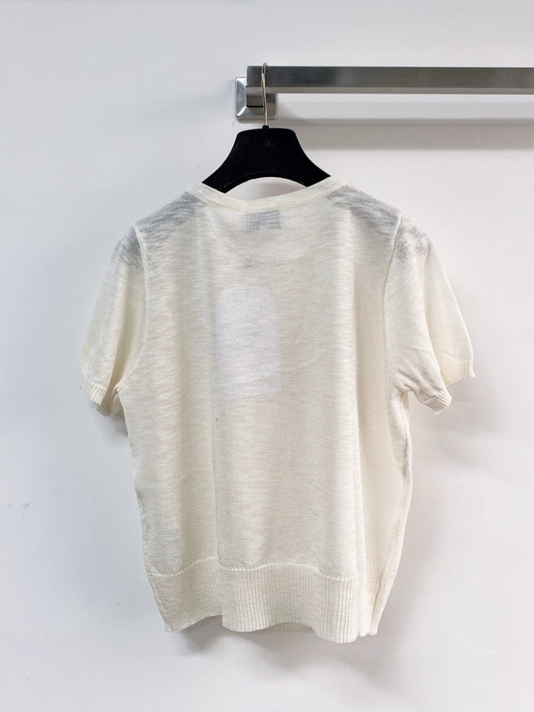Chanel Short-Sleeve T-Shirt Ivory in Wool 208007
