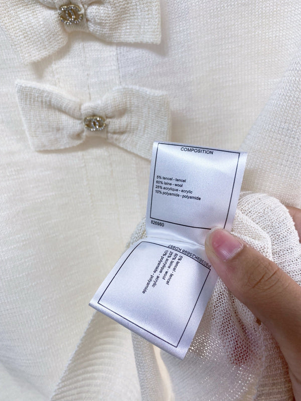 Chanel Short-Sleeve T-Shirt Ivory in Wool 208007