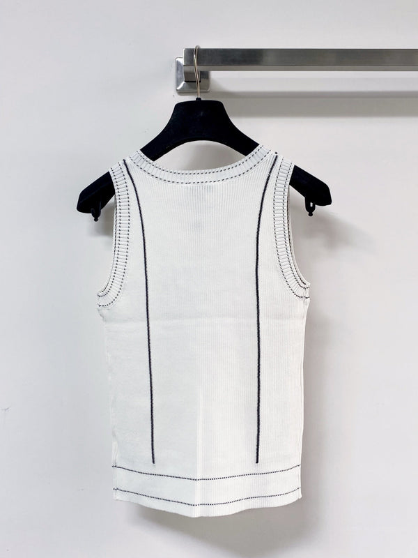 Chanel Vest White in Polyester 204099
