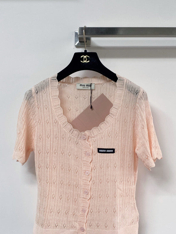 Miumiu Cardigan Short-Sleeve Pink in Wool 207987