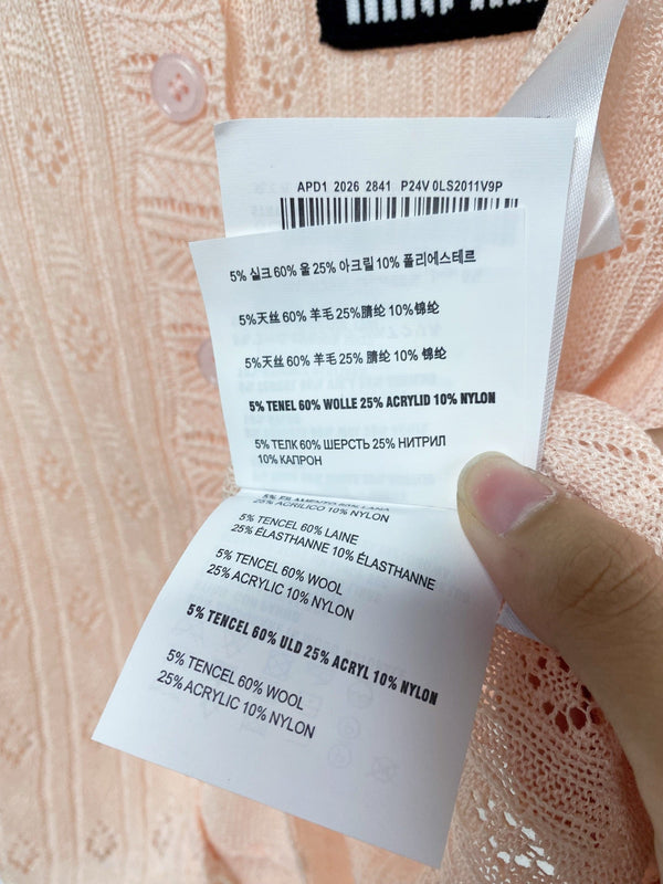Miumiu Cardigan Short-Sleeve Pink in Wool 207987