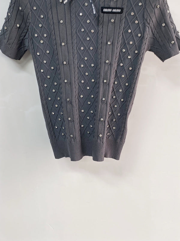 Miu Miu Short-Sleeve T-Shirt Gray in Acrylic 204090