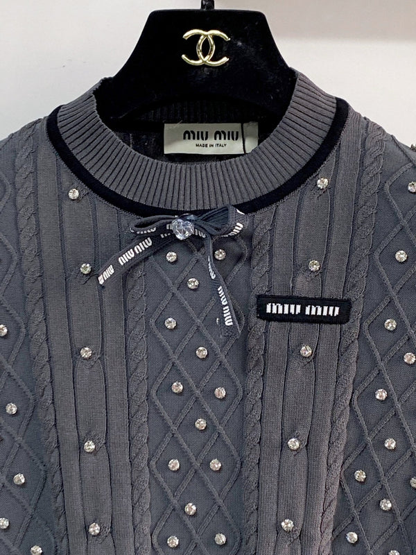 Miu Miu Short-Sleeve T-Shirt Gray in Acrylic 204090