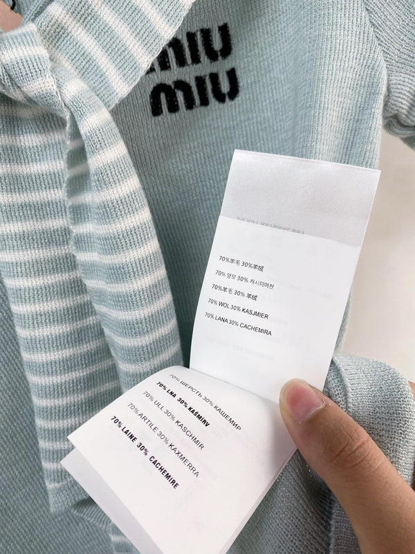 Miu Miu Short-Sleeve T-Shirt Blue Sage in Wool 204074