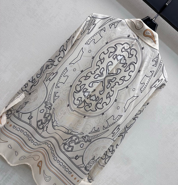 HM 26 Printed Long-Sleeve Shirt White in Mulberry Silk 172264