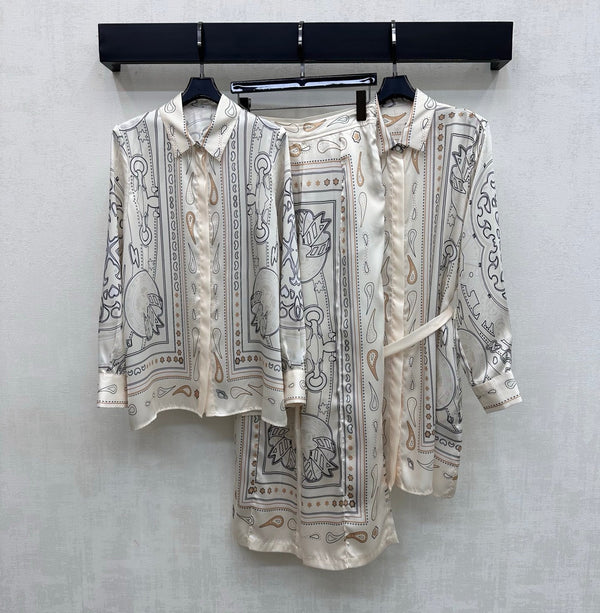 HM 26 Printed Long-Sleeve Shirt White in Mulberry Silk 172264