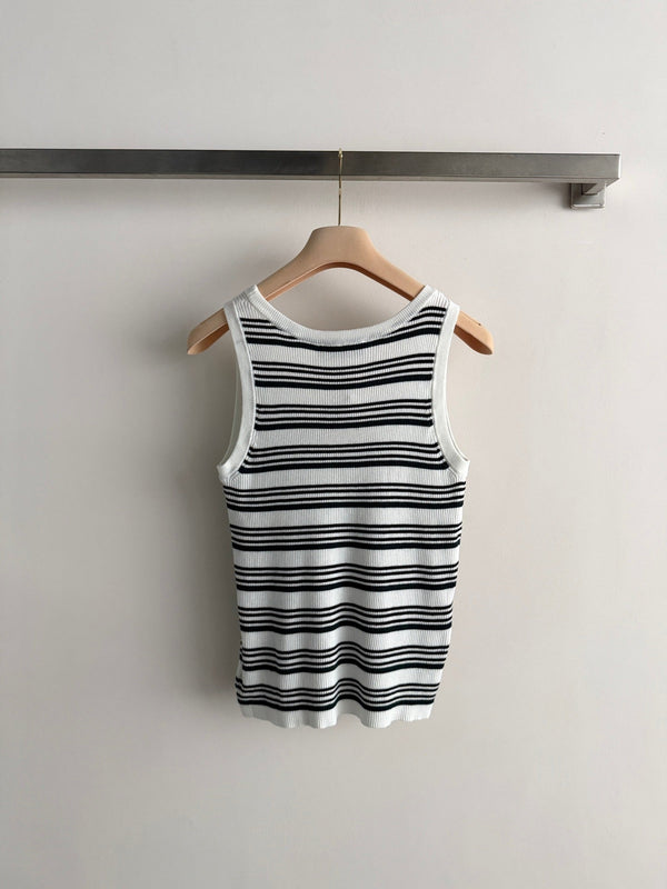 Miu Miu 26SS Striped Knit Vest White in Wool 223080