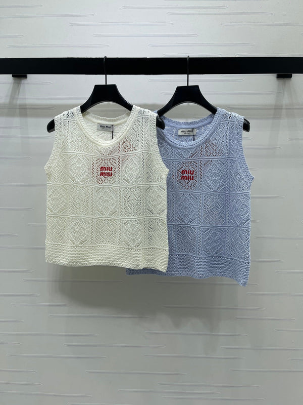 Miu Miu 26 Pattern Vest White in Wool 221699