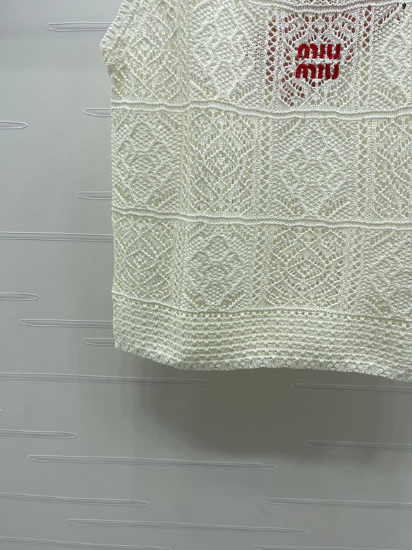 Miu Miu 26 Pattern Vest White in Wool 221699