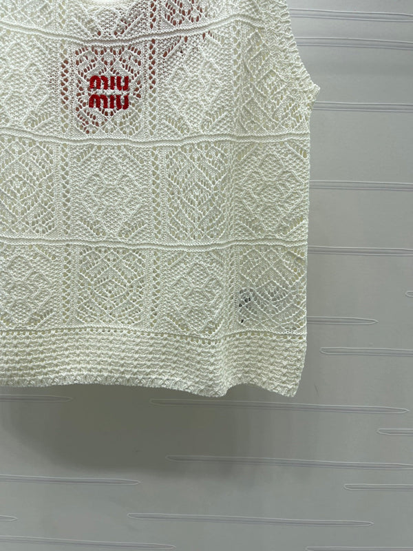 Miu Miu 26 Pattern Vest White in Wool 221699