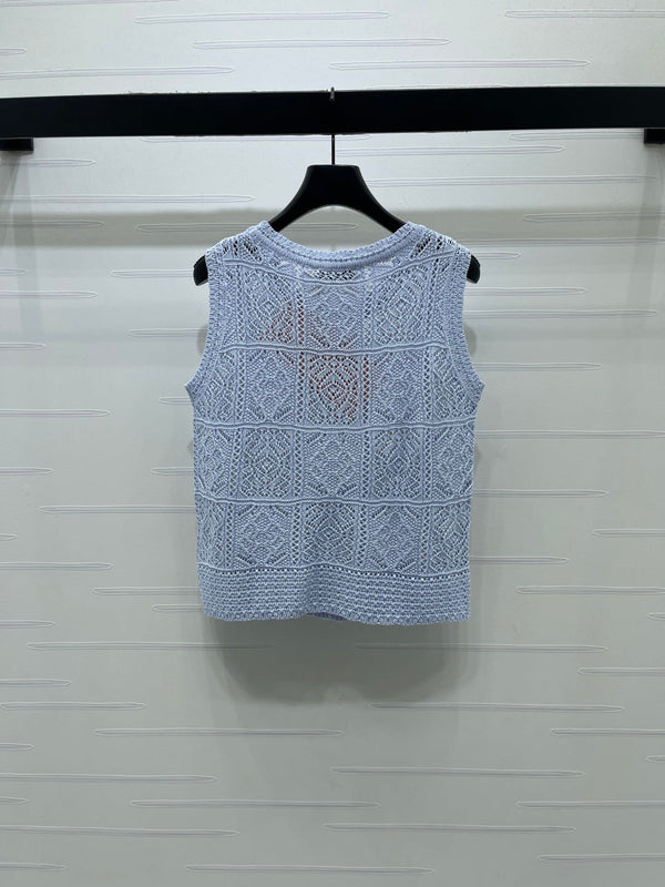 Miu Miu 26 Pattern Vest Blue in Wool 221698