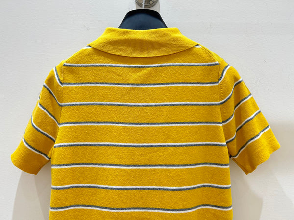 Miu Miu Yellow Striped Knit Short-Sleeve T-Shirt in Cotton 221234