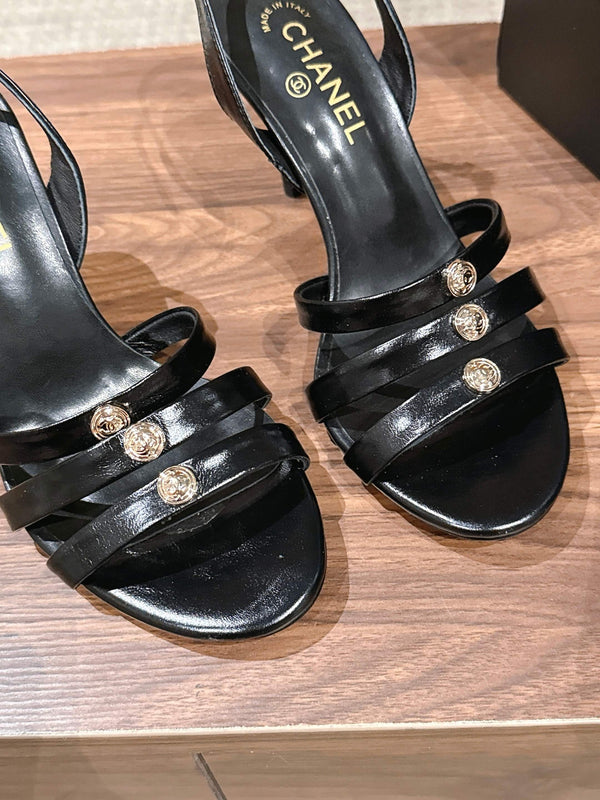 CC 26SS Strappy High-Heeled 85 Sandals Black in Cowhide 692564