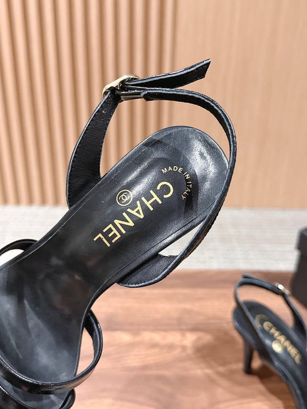 CC 26SS Strappy High-Heeled 85 Sandals Black in Cowhide 692564