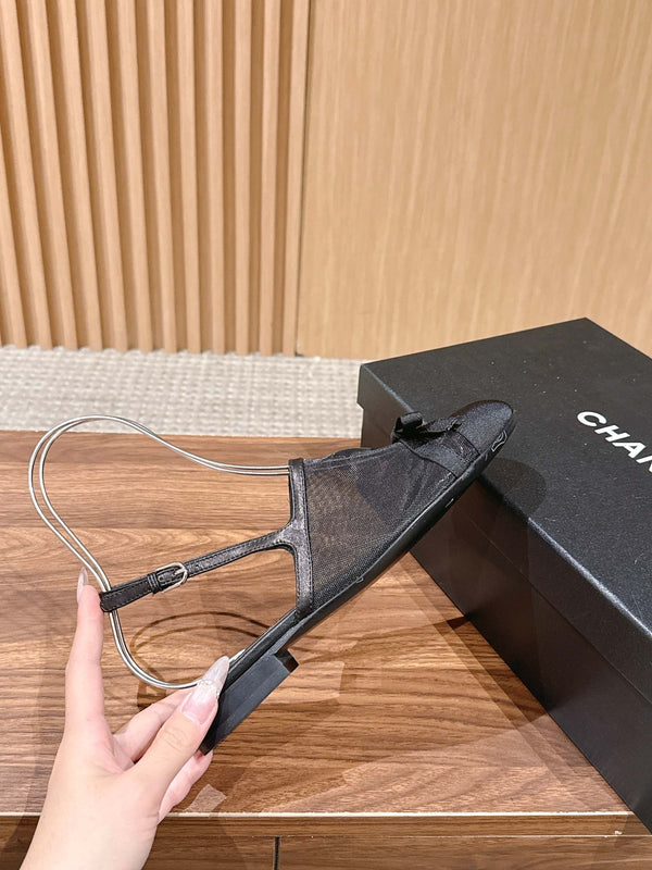 CC 26SS Slingback with Bow Black in Mesh 692553