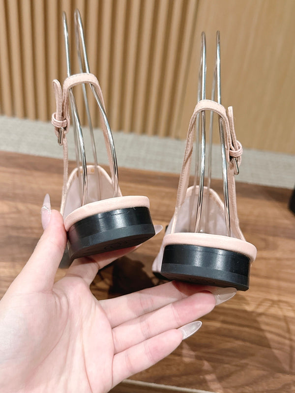 CC 26SS Slingback with Bow Light Pink Black in Mesh 692551