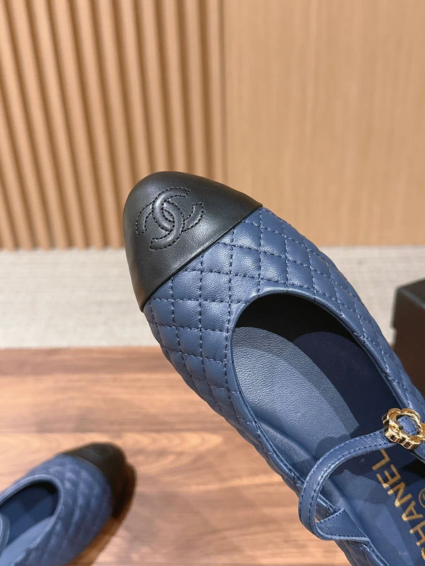 CC 26SS Quilted Mary Jane Blue Black in Calfskin 692540