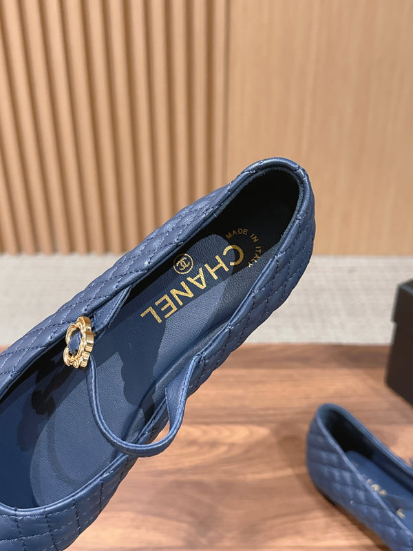 CC 26SS Quilted Mary Jane Blue Black in Calfskin 692540