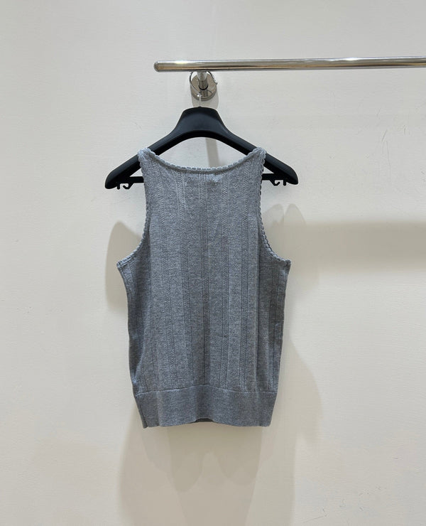 Miu Miu Wavy Lace Vest Gray in Wool 218889
