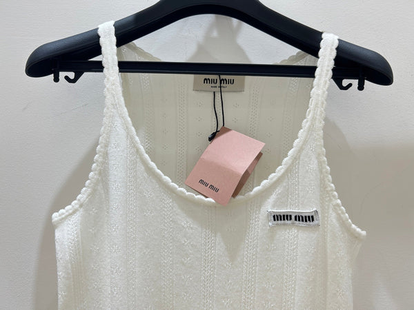 Miu Miu Wavy Lace Vest Cream in Wool 218886