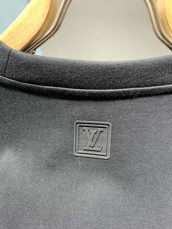 LV Embroidered Applique T-Shirt Black in Cotton 229463